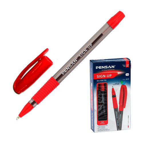 

Ручка шариков. Pensan Sign-Up (2410/12RED) прозрачный/красный d=1мм кор.карт. сменный стержень 1стер 12 шт./кор., Sign-Up