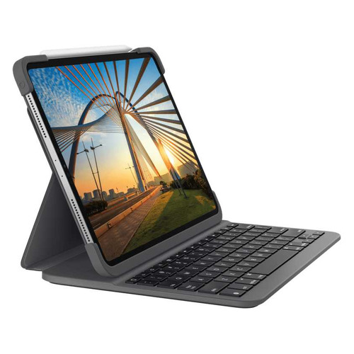 фото Чехол-клавиатура logitech slim folio, для apple ipad pro 12.9", серый [920-009990]