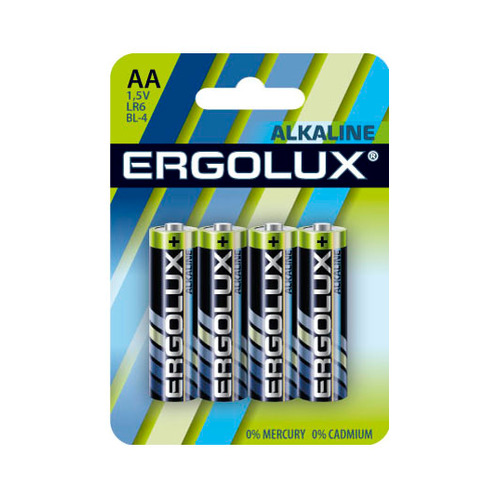 

AA Батарейка ERGOLUX Alkaline LR6-BL4, 4 шт. 2800мAч, LR6-BL4