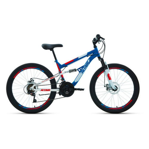 фото Велосипед altair mtb fs 24 disc (2021) горный (подростк.) рам.:15" кол.:24" синий/красный 16.6кг (rb