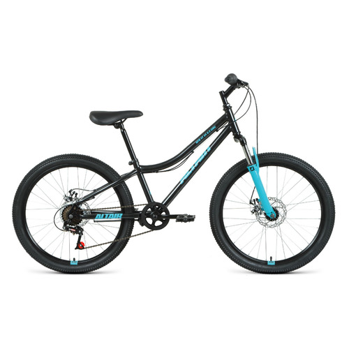 фото Велосипед altair mtb ht 24 2.0 disc (2021) горный (подростк.) рам.:12" кол.:24" черный/бирюзовый 16к