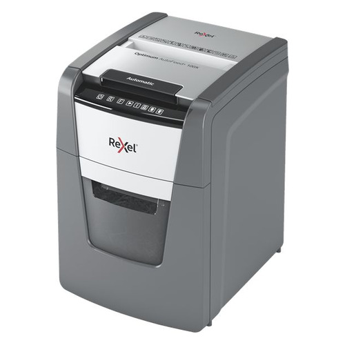 

Уничтожитель бумаг Rexel Optimum AutoFeed 100X, с автоподачей, P-4, 4х28 мм, 100 лист. одновременно, 34л [2020100xeu], 100X