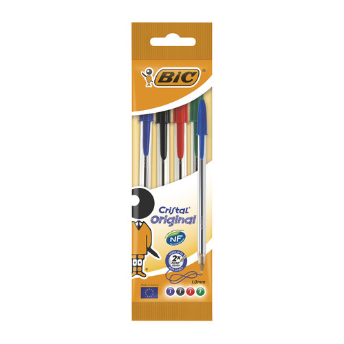 

Набор ручек шариков. Bic Cristal (8308621) прозрачный d=0.32мм пакет (4шт) 10 шт./кор., Cristal
