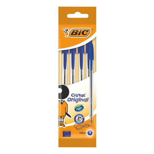 

Набор ручек шариков. Bic Cristal (8308601) прозрачный d=0.32мм пакет (4шт) 10 шт./кор., Cristal