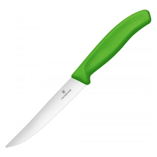 

Нож кухонный Victorinox Swiss Classic, для стейка, 120мм, заточка серрейтор, стальной, салатовый [6.7936.12l4], Swiss Classic