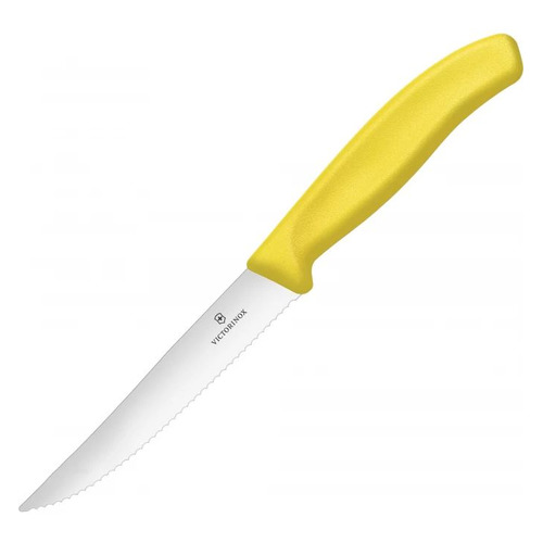 

Нож кухонный Victorinox Swiss Classic, для стейка, 120мм, заточка серрейтор, стальной, желтый [6.7936.12l8], Swiss Classic