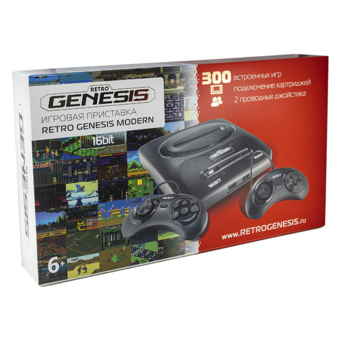 фото Игровая консоль retro genesis 300 игр, два проводных джойстика, modern, черный