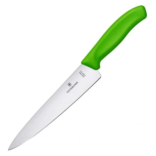 

Нож кухонный Victorinox Swiss Classic, разделочный, для мяса, 190мм, заточка прямая, стальной, зеленый [6.8006.19l4b], Swiss Classic
