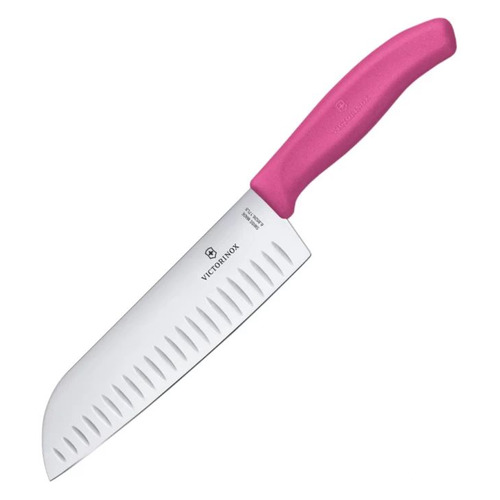 

Нож кухонный Victorinox Swiss Classic, сантоку, 170мм, заточка прямая, стальной, розовый [6.8526.17l5b], Swiss Classic
