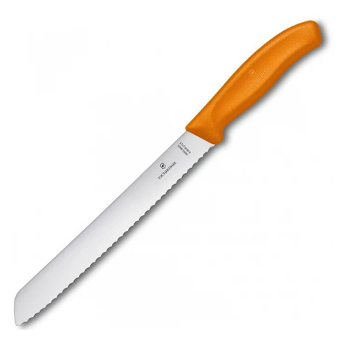 

Нож кухонный Victorinox Swiss Classic, для хлеба, 210мм, заточка серрейтор, стальной, оранжевый [6.8636.21l9b], Swiss Classic