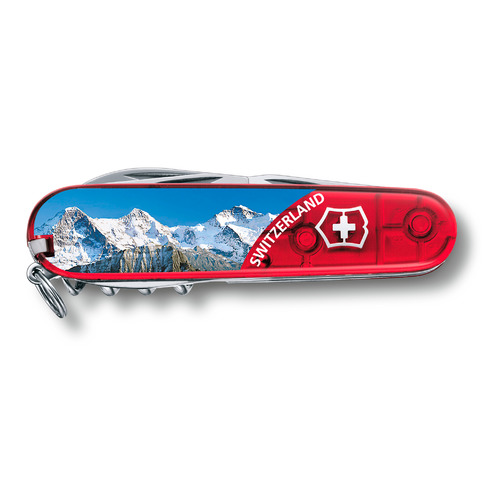 

Складной нож Victorinox Climber Jungfrau, функций: 14, 91мм, красный полупрозрачный / рисунок, коробка подарочная [1.3703.te3], Climber Jungfrau