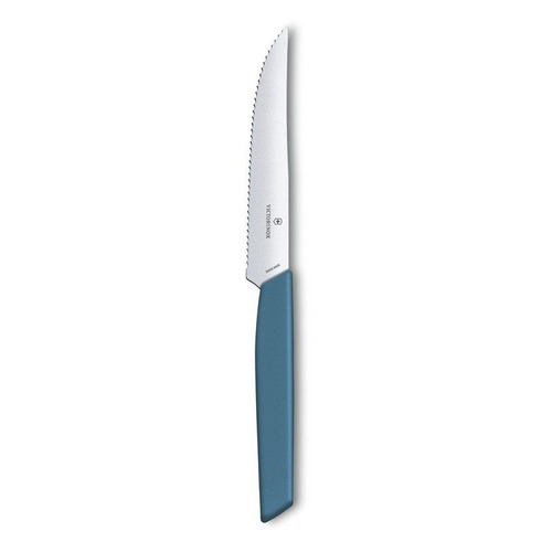 

Нож кухонный Victorinox Swiss Modern (6.9006.12W2) стальной столовый для стейка лезв.120мм серрейт., Синий, Swiss Modern