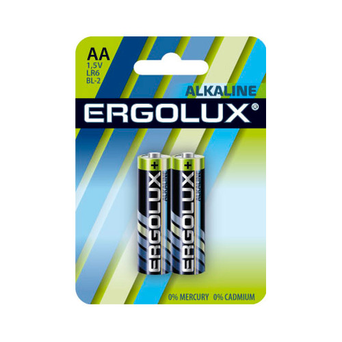

AA Батарейка ERGOLUX Alkaline LR6 BL-2, 2 шт. 2800мAч, LR6 BL-2