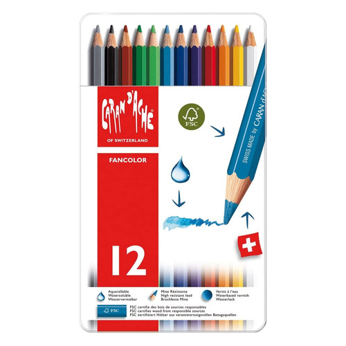 

Карандаши Carandache 1288.312 1288.312, шестигранный, дерево, 2.8мм, коробка металлическая, 12шт, 1288.312