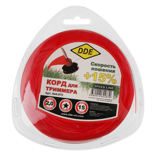 

Леска для садовых триммеров DDE 644-870, 2мм, 15м, 644-870