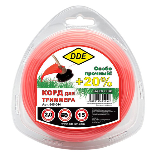 

Леска для садовых триммеров DDE 645-044, 2мм, 15м, 645-044