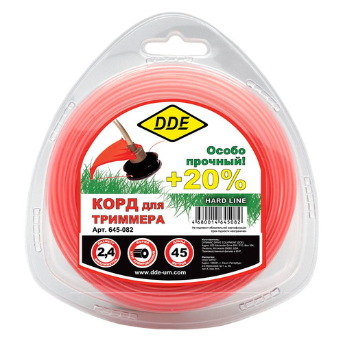 

Леска для садовых триммеров DDE 645-082, 2.4мм, 45м, 645-082
