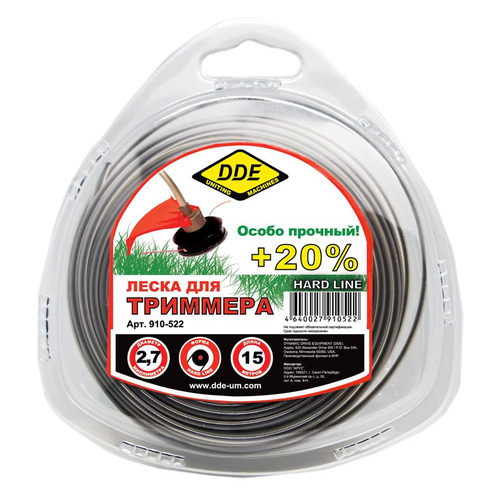 

Леска для садовых триммеров DDE 910-522, 2.7мм, 15м, 910-522