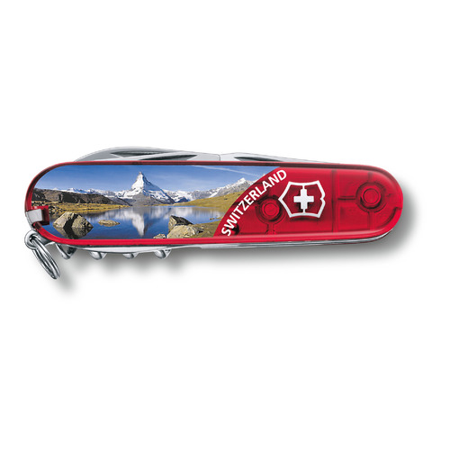 

Складной нож Victorinox Climber Matterhorn, функций: 14, 91мм, красный полупрозрачный / рисунок, коробка подарочная [1.3703.te2], Climber Matterhorn