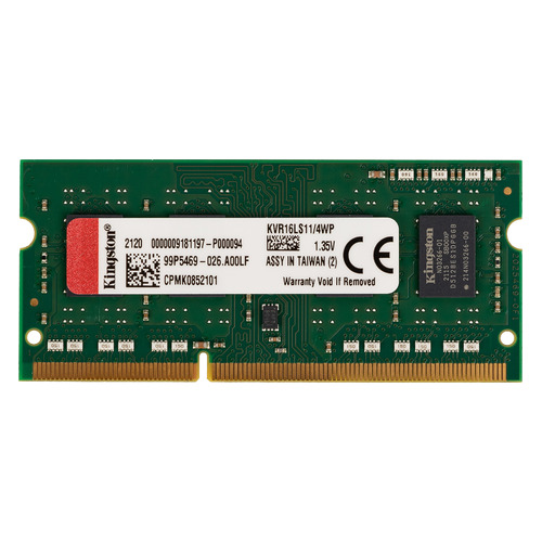 

Модуль памяти Kingston VALUERAM KVR16LS11/4WP DDR3L - 4ГБ 1600, SO-DIMM, Ret, KVR16LS11/4WP