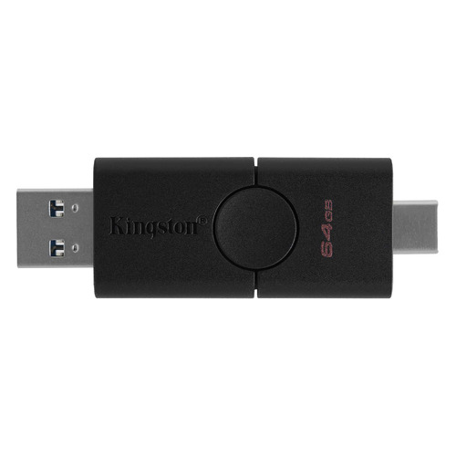 фото Флешка usb kingston datatraveler duo 64гб, usb3.0, черный [dtde/64gb]