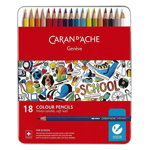 

Карандаши Carandache School Line 1290.318, шестигранный, дерево, коробка металлическая, 18шт, School Line