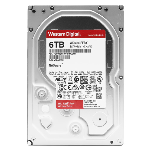 

Жесткий диск WD Red Pro WD6003FFBX, 6ТБ, HDD, SATA III, 3.5", WD6003FFBX