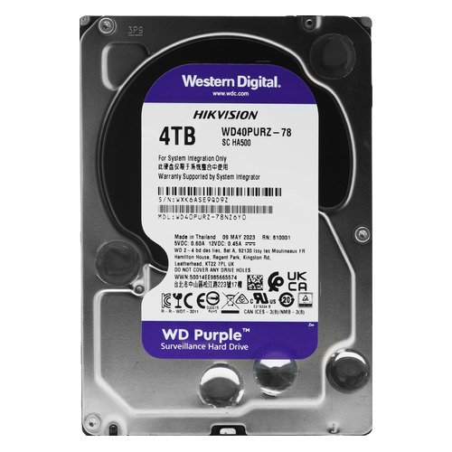 

Жесткий диск WD Purple WD40PURZ, 4ТБ, HDD, SATA III, 3.5", WD40PURZ