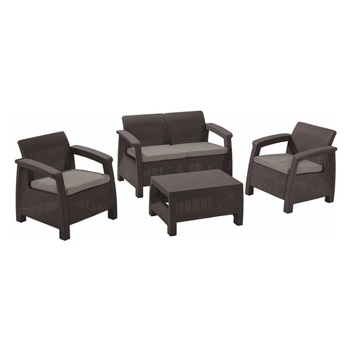 

Комплект садовой мебели Keter Corfu Set со спинкой полипропилен коричневый (17197361B), Set