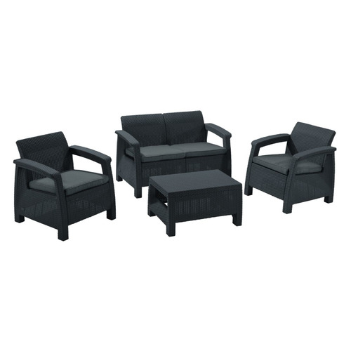 

Комплект садовой мебели Keter Corfu Set со спинкой полипропилен графит (17197361G), Set