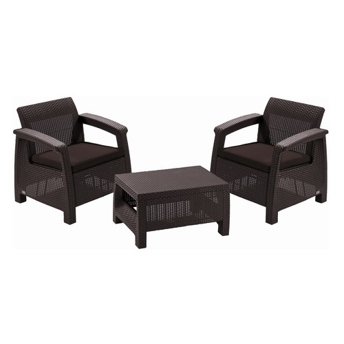 

Комплект садовой мебели Keter Corfu Weekend Set со спинкой полипропилен графит (17197786B), Weekend Set