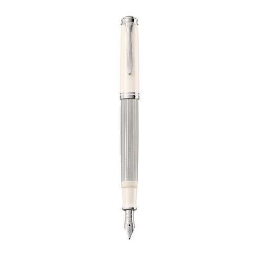 

Ручка перьев. Pelikan Souveraen M 405 (PL818902) белый/серебристый F золото 14K покрытое родием пода, M 405