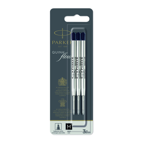 

Стержень шариковый Parker QuinkFlow Z08 (2119151) M 1мм черные чернила блистер (3шт), Z08