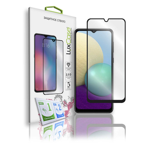 

Защитное стекло для экрана LuxCase для Samsung Galaxy A02 75.9 х 164 мм, 2.5D, 1 шт, черный [78428], LuxCase