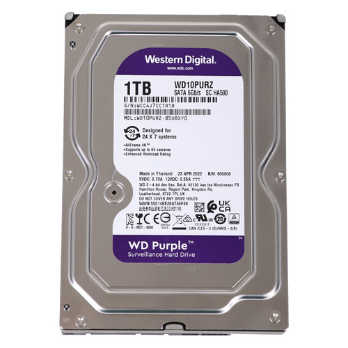 

Жесткий диск WD Purple WD10PURZ, 1ТБ, HDD, SATA III, 3.5", WD10PURZ