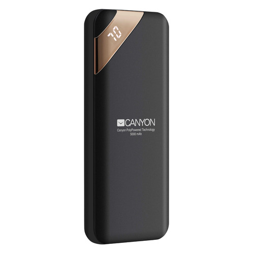 

Внешний аккумулятор (Power Bank) Canyon PB-54, 5000мAч, черный [cne-cpbp5b], PB-54
