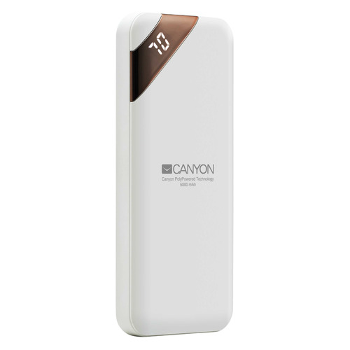 

Внешний аккумулятор (Power Bank) Canyon PB-54, 5000мAч, белый [cne-cpbp5w], PB-54