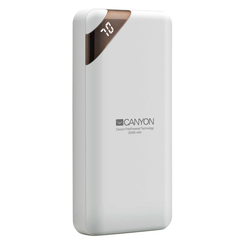 

Внешний аккумулятор (Power Bank) Canyon PB202, 20000мAч, белый [cne-cpbp20w], PB202
