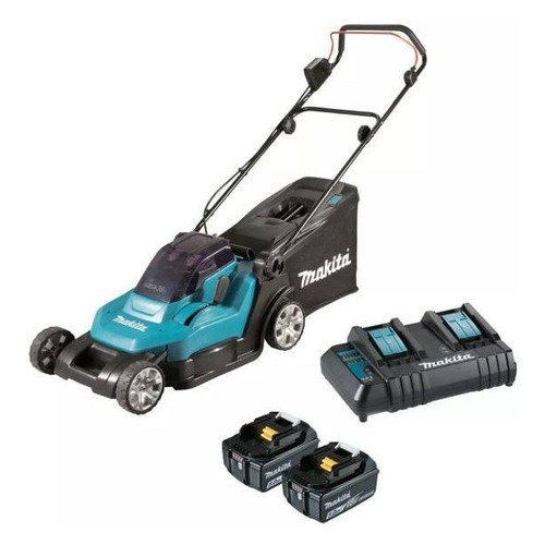 фото Газонокосилка аккумуляторная makita dlm432pt2, 43см, несамоходная