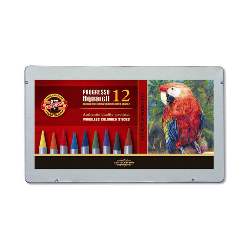 

Карандаши Koh-i-Noor Progresso Aquarell 8782 8782012001PL, круглый, 12 цв., коробка металлическая, Progresso Aquarell 8782