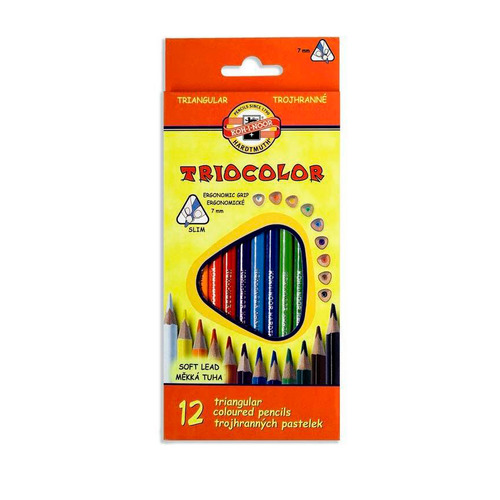 

Карандаши Koh-i-Noor TrioColor 3132 3132012004KSRV, трехгранный, дерево, 12 цв., коробка картонная, TrioColor 3132