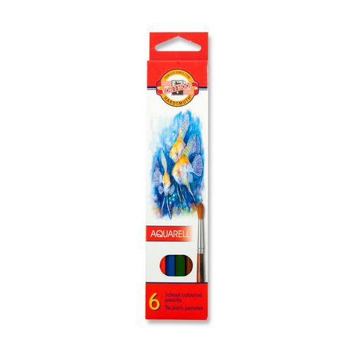 

Упаковка карандашей цветных акварельных Koh-i-Noor Fish 3715 3715006004KSRU, шестигранные, дерево, 6 цв., коробка картонная, Fish 3715