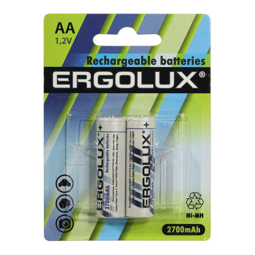 

AA Аккумулятор ERGOLUX NHAA2700BL2, 2 шт. 2700мAч, NHAA2700BL2
