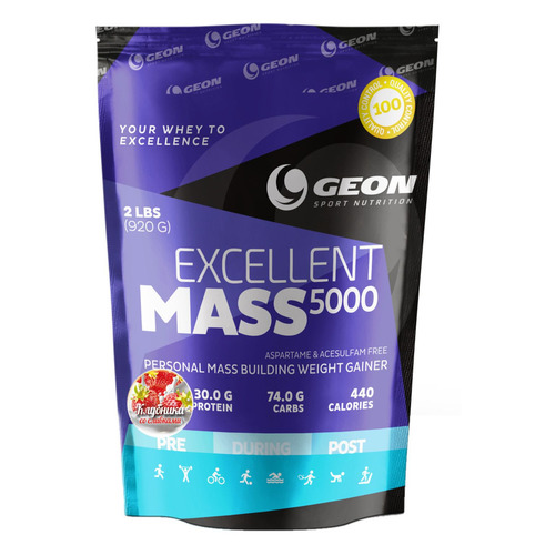 

Гейнер GEON Excellent Mass, порошок, 920гр, клубника со сливками, Excellent Mass