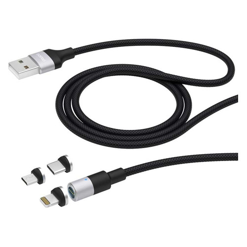 фото Кабель deppa usb 3 в 1, lightning (m)/usb type-c (m)/micro usb (m) - usb (m), 1.2м, черный [72282]