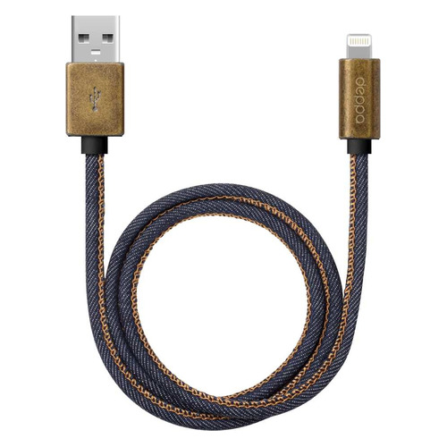 фото Кабель deppa jeans, lightning (m) - usb (m), 1.2м, mfi, в оплетке, 2.4a, синий [72275]