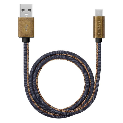 фото Кабель deppa jeans, micro usb (m) - usb (m), 1.2м, в оплетке, 2.4a, синий [72276]