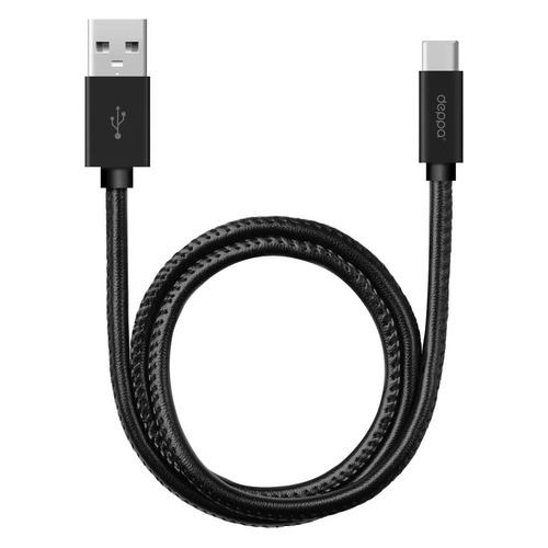 фото Кабель deppa leather, usb type-c (m) - usb (m), 1.2м, в оплетке, 2.4a, черный [72270]