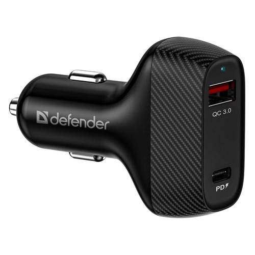

Автомобильное зарядное устройство DEFENDER UCA-90, USB-C + USB-A, 3A, черный, UCA-90