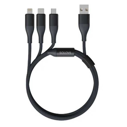 фото Кабель xiaomi solove dw2, lightning (m)/usb type-c (m)/micro usb (m) - usb (m), 1.2м, синий [dw2 blue]